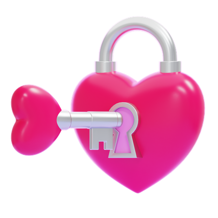 Heart Padlock  3D Icon