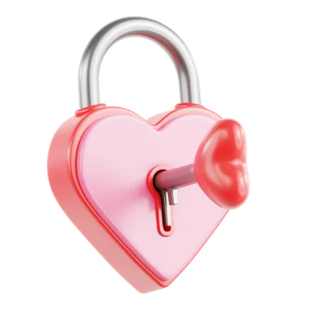 Heart Padlock  3D Icon