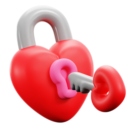 Heart Padlock  3D Icon