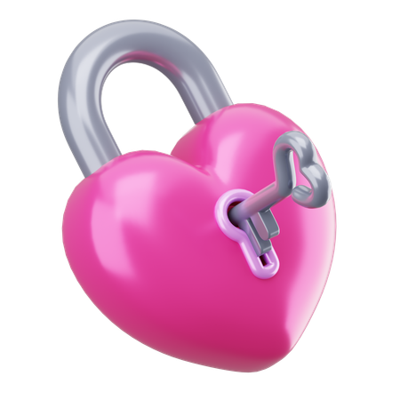 Heart Padlock  3D Icon