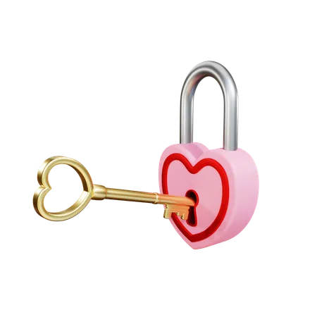 Heart Padlock  3D Icon