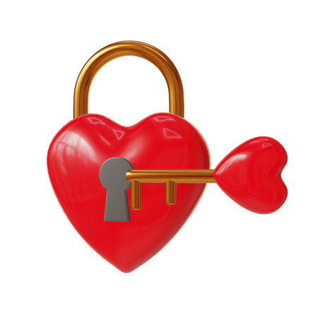 Heart Padlock  3D Icon