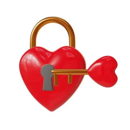 Heart Padlock  3D Icon