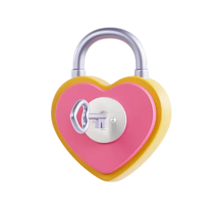 Heart Padlock  3D Icon