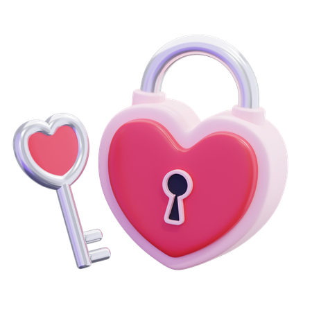 Heart Padlock  3D Icon