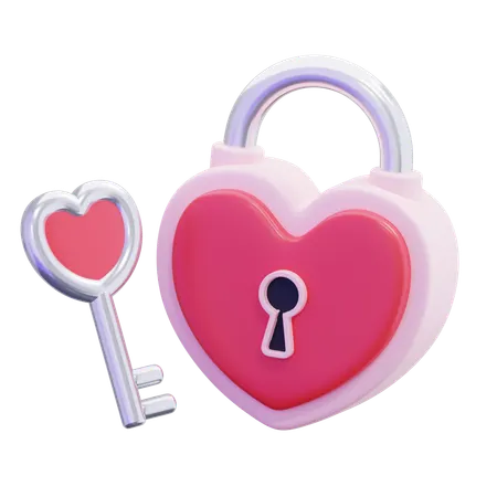 Heart Padlock  3D Icon