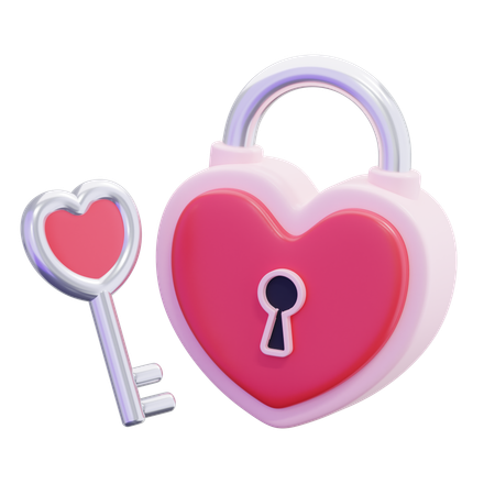 Heart Padlock  3D Icon