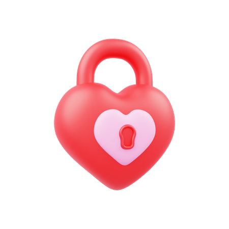 Heart Padlock  3D Illustration