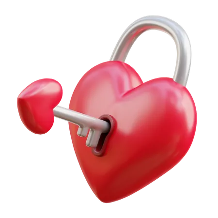 Heart Padlock 3D Icon