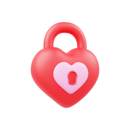 Heart Padlock 3D Illustration