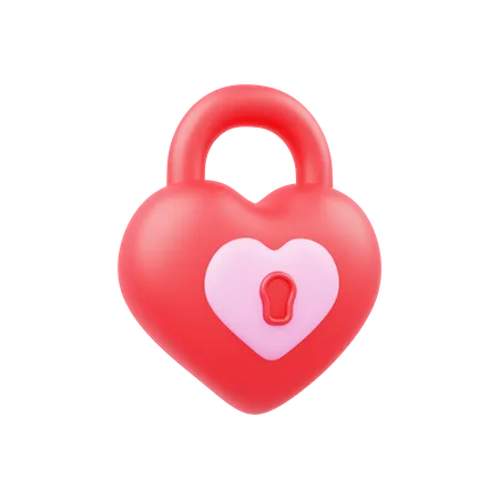 Heart Padlock 3D Illustration