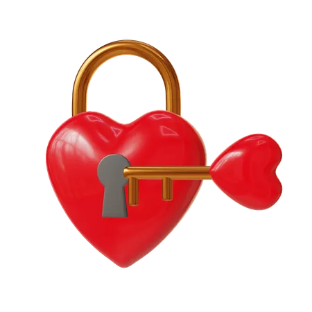 These Are 3 D Heart Padlock Icons Commonly Used In Design And Games 3D Icon