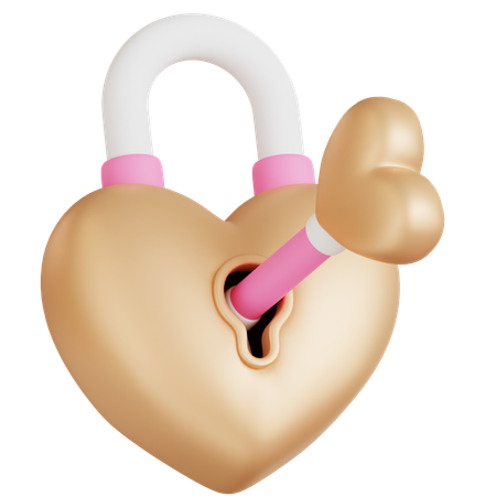 Heart Padlock Icon  3D Icon