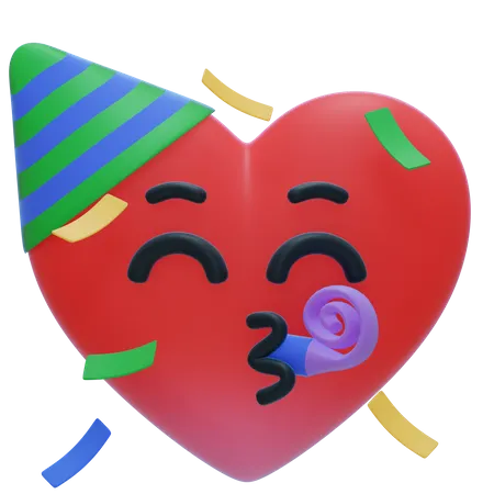 Heart party emoji  3D Icon