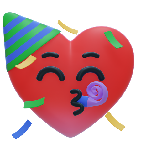 Heart party emoji 3D Icon