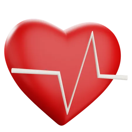 3 D Heart Rate Illustration With Transparetnt Background 3D Icon