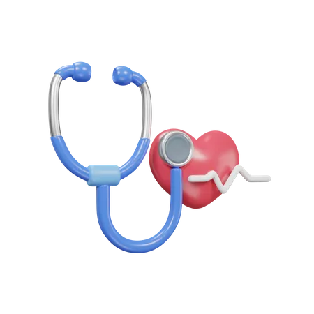 Stethoscope Heart Rate Check Icon 3 D Illustration Medical Assets 3D Icon