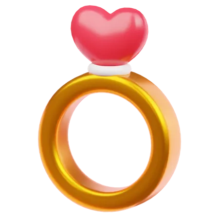 Gold Ring With Love On It 3D Icon