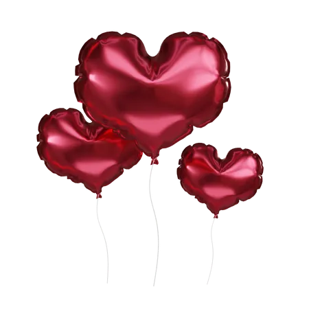 Elevate Your Valentines Day Designs With Our 3 D Bunch Of Heart Shape Red Glossy Balloon Add A Touch Of Romance To Your Projects 3D Icon