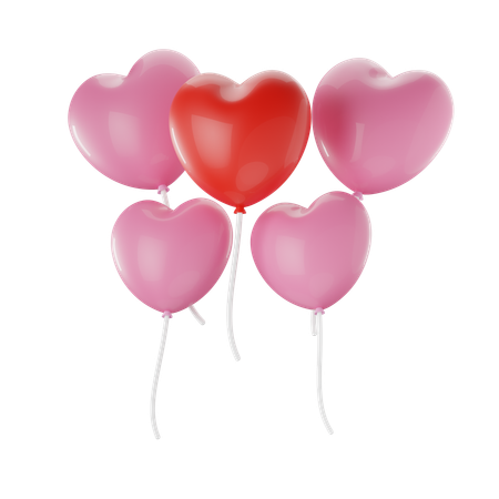 Heart Shape Balloons  3D Icon