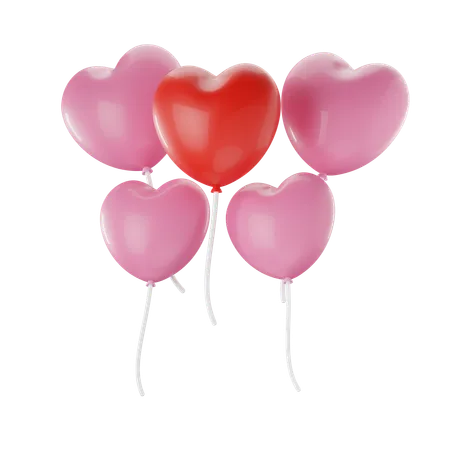 Heart Shape Balloons  3D Icon