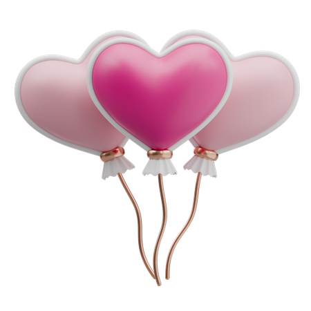 Heart Shape Balloons  3D Icon