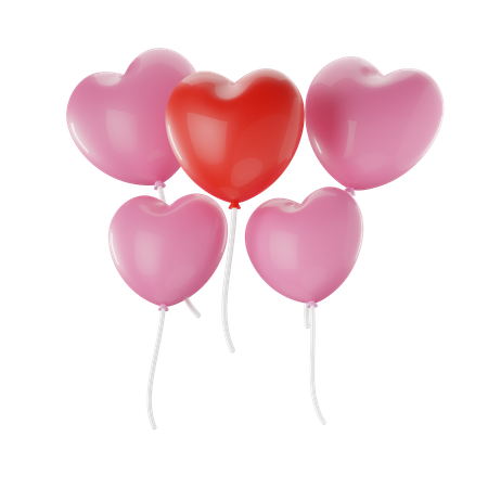 Heart Shape Balloons  3D Icon