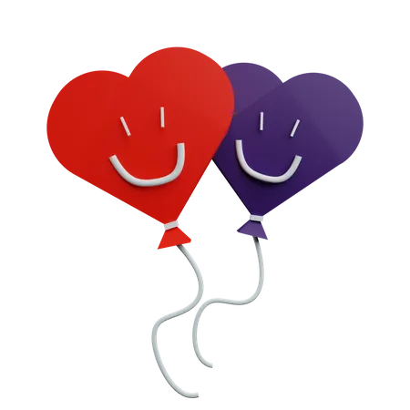 Heart Shape Balloons  3D Icon