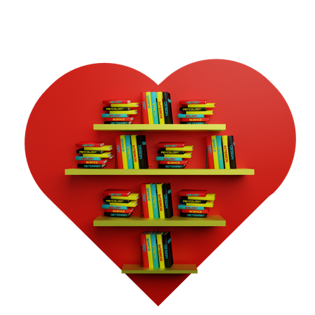 Heart Shape Book Shelf  3D Icon