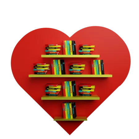 Heart Shape Book Shelf  3D Icon