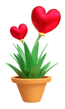 Heart Shape Flower  3D Illustration