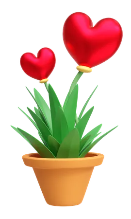 Heart Shape Flower  3D Illustration