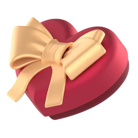 Red Love Gift Box With Golden Ribbon 3D Icon