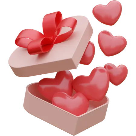 Heart In Gift Box Valentine Day 3 D Illustration 3D Icon