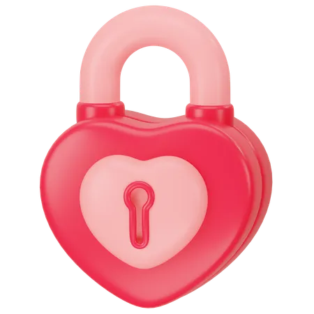 Hearth Shaped Red Love Padlock 3 D Icon Rendering 3D Icon