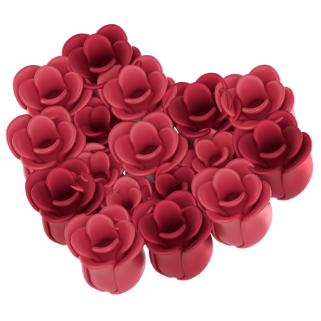 Heart Shape Red Roses  3D Icon