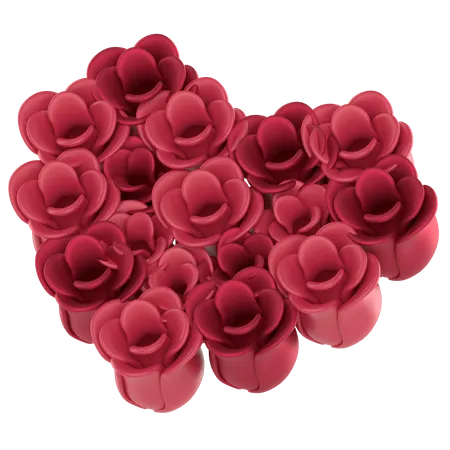 Heart Shape Red Roses  3D Icon