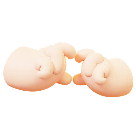 Cute Cartoon 3 D Heart Symbol Gesture Hand Logo Emoji Charater Happy Valentines Day Anniversary Wedding Love Concept 3D Icon