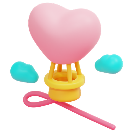 Heart Shaped Air Balloon  3D Icon