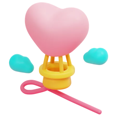 Heart Shaped Air Balloon  3D Icon