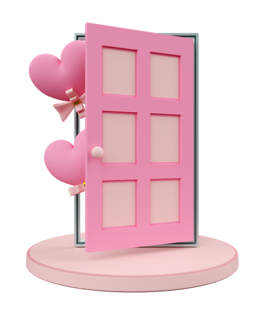 Heart Shaped Balloon And Door  3D Icon