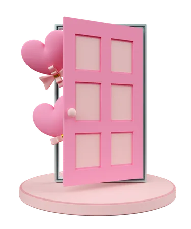 Heart Shaped Balloon And Door  3D Icon