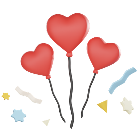 Heart Shaped Balloons  3D Icon