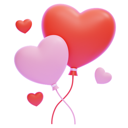 Heart-shaped Balloons  3D Icon