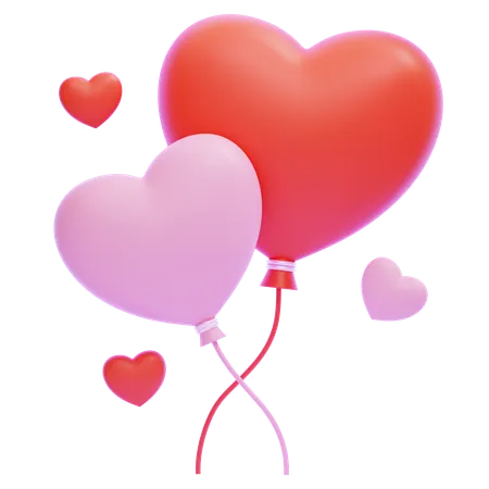 Heart-shaped Balloons  3D Icon