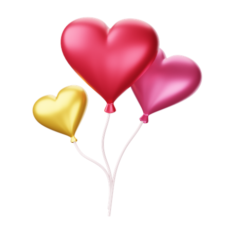 Heart Shaped Balloons  3D Icon