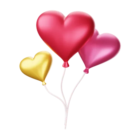 Heart Shaped Balloons  3D Icon