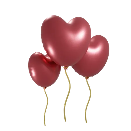 Heart Shaped Balloons  3D Icon