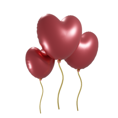 Heart Shaped Balloons  3D Icon