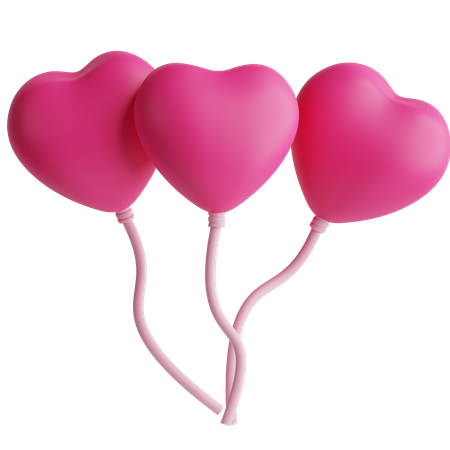 Heart Shaped Balloons  3D Icon